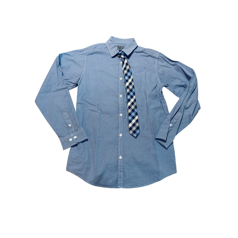 NWOT Van Heusen Size Large 14/16 Boy Blue Long Sleeve Dress Shirt with‎ Tie